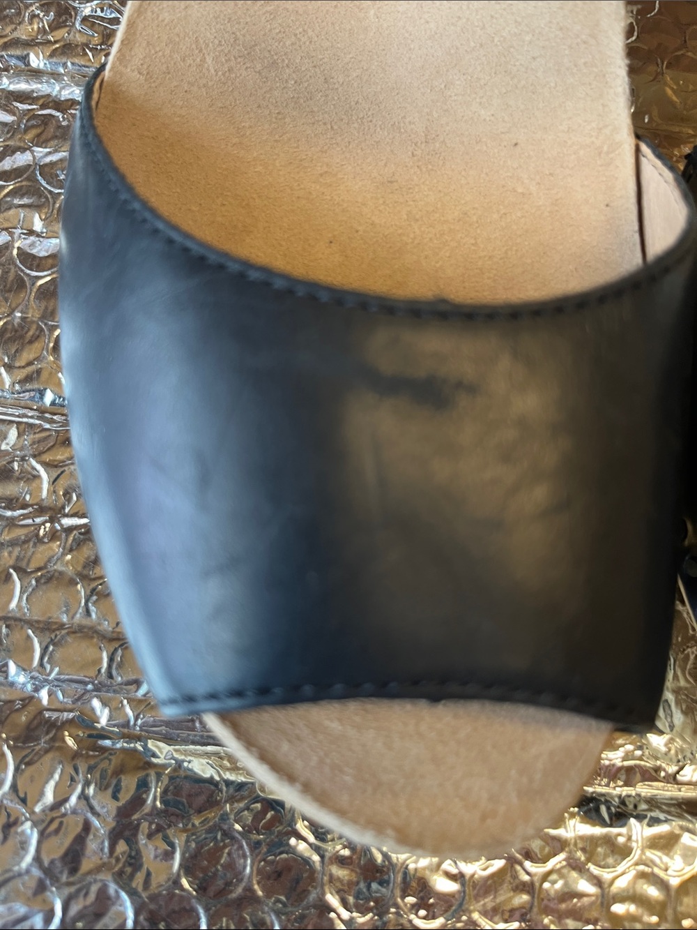 Dansko Black Leather Open-Toe Slingback Sandals with Gold Buckle - Picture 3 of 12